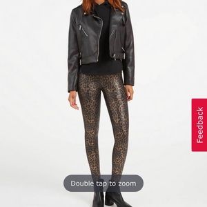 Spanx Faux Leather Leopard Leggings, petite XL